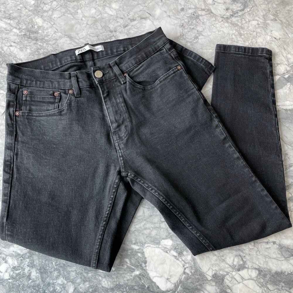 Zara Men's Basic Slim Fit Jeans Black 32